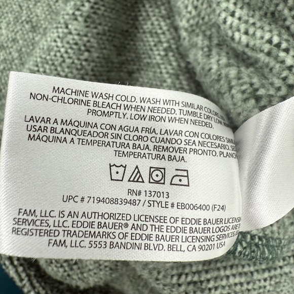 Eddie Bauer Sweater Men XL Green Fleece 1/4 Button Pullover Long Sleeve Comfy - Picture 8 of 11